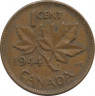 Монета. Канада. 1 цент 1944 год. ав.