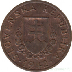Монета. Словакия. 20 геллеров 1942 год. Бронза.