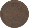 Монета. Бельгия. 2 цента 1870 год. DES BELGES. ав.