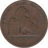 Монета. Бельгия. 2 цента 1870 год. DES BELGES. рев.