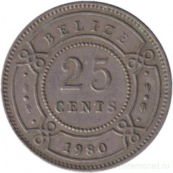 Монета. Белиз. 25 центов 1980 год.
