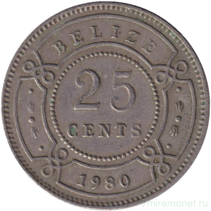 Монета. Белиз. 25 центов 1980 год.