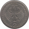 Монета. ФРГ. 2 марки 1969 год. Конрад Аденауэр. Монетный двор - Штутгарт (F). рев.