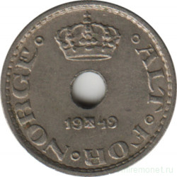 Монета. Норвегия. 10 эре 1949 год.
