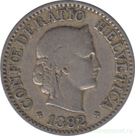 Монета. Швейцария. 10 раппенов 1882 год.
