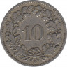 Монета. Швейцария. 10 раппенов 1882 год. рев.