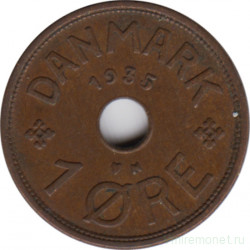 Монета. Дания. 1 эре 1935 год.
