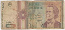Банкнота. Румыния. 1000 лей 1991 год. Тип 101Aa.