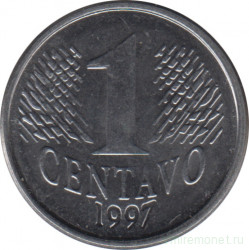 Монета. Бразилия. 1 сентаво 1997 год.