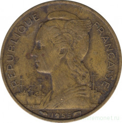 Монета. Реюньон. 20 франков 1955 год.