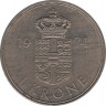  Монета. Дания. 1 крона 1974 год. ав.