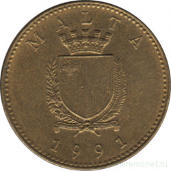 Монета. Мальта. 1 цент 1991 год.