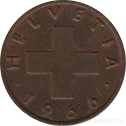 Монета. Швейцария. 2 раппена 1966 год.