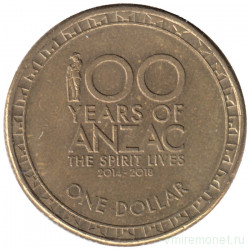 Монета. Австралия. 1 доллар 2014 год. 100 лет "АНЗАК"