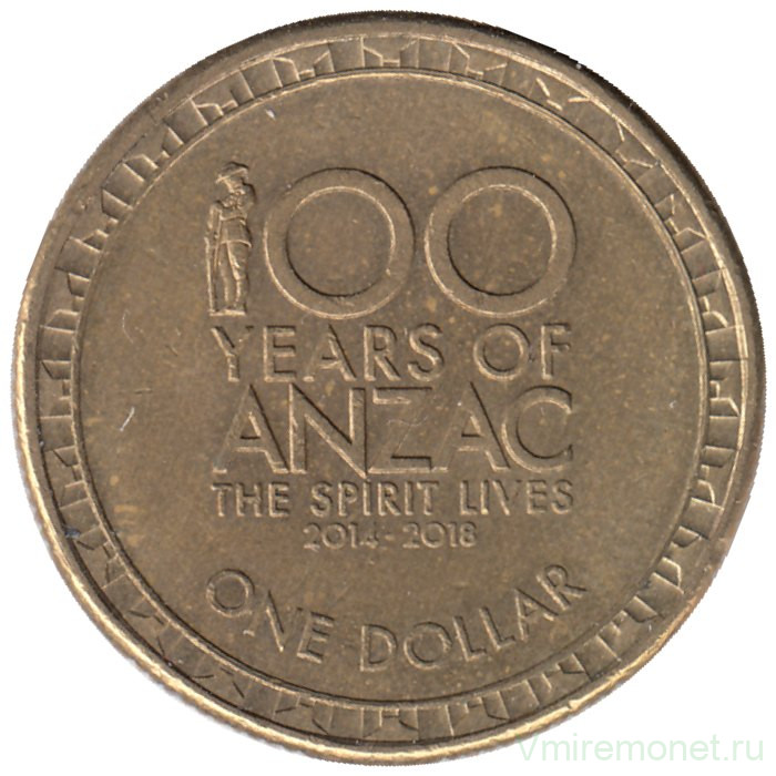 Монета. Австралия. 1 доллар 2014 год. 100 лет "АНЗАК"