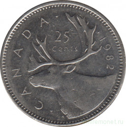 Монета. Канада. 25 центов 1982 год.