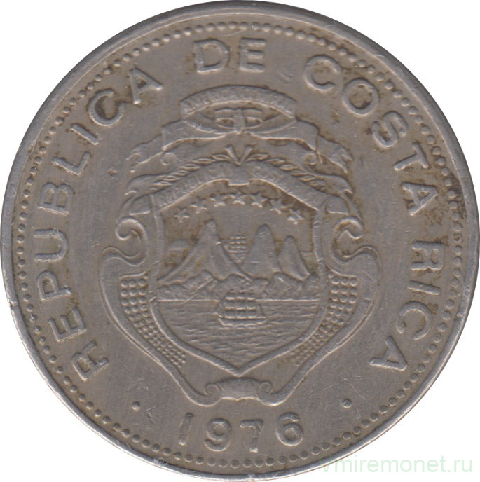 Монета. Коста-Рика. 1 колон 1976 год.