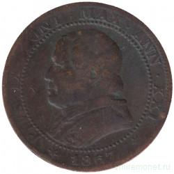 Монета. Папская область. 1 сольдо 1867 год.