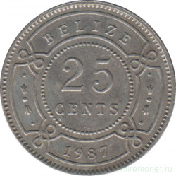 Монета. Белиз. 25 центов 1987 год.