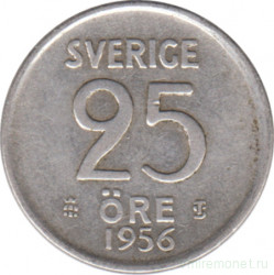 Монета. Швеция. 25 эре 1956 год.