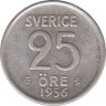 Монета. Швеция. 25 эре 1956 год. ав.