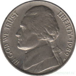 Монета. США. 5 центов 1989 год. Монетный двор P.
