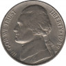  Монета. США. 5 центов 1989 год. Монетный двор P. ав.