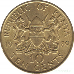 Монета. Кения. 10 центов 1989 год.