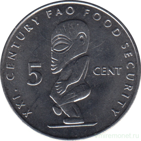 Монета. Острова Кука. 5 центов 2000 год. ФАО.