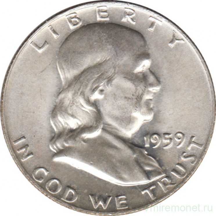 Монета. США. 50 центов 1959 год. Франклин.