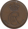 Монета. Дания. 1 эре 1902 год. ав.