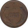 Монета. Дания. 1 эре 1902 год. рев.