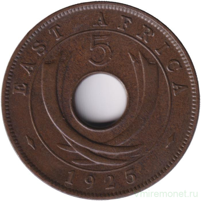Монета. Британская Восточная Африка. 5 центов 1925 год.