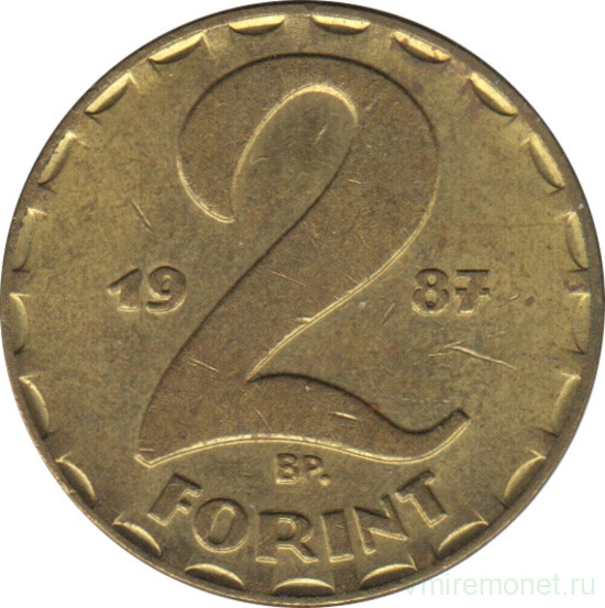 Монета. Венгрия. 2 форинта 1987 год.