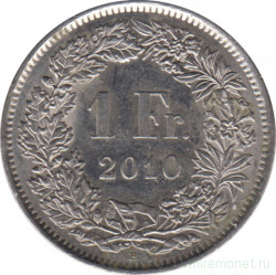 Монета. Швейцария. 1 франк 2010 год.
