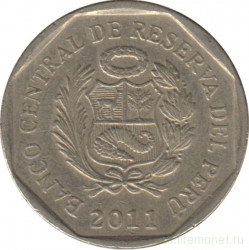Монета. Перу. 50 сентимо 2011 год.