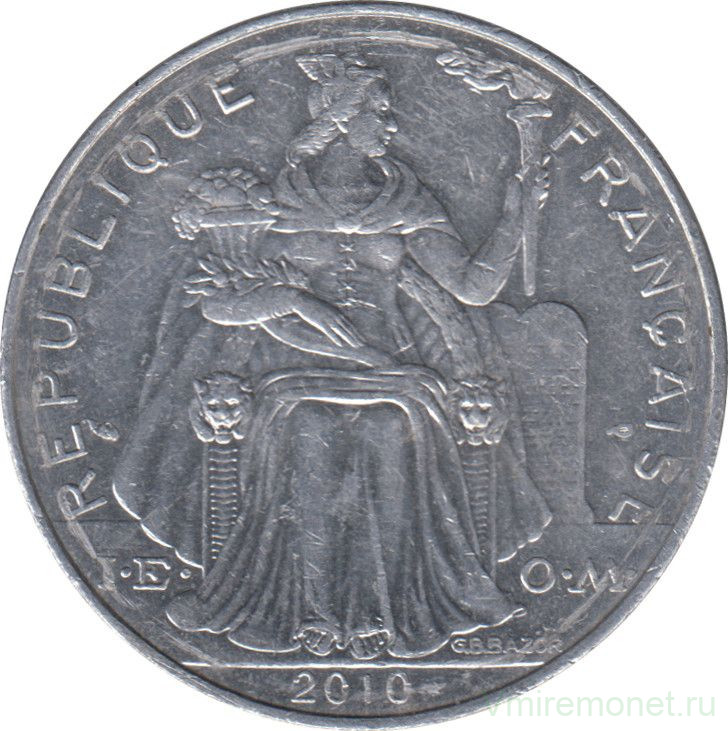 Монета. Новая Каледония. 5 франков 2010 год.