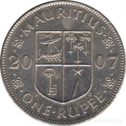 Монета. Маврикий. 1 рупия 2007 год.
