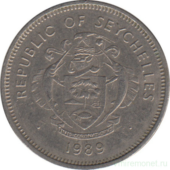 Монета. Сейшельские острова. 25 центов 1989 год.