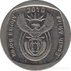 Монета. Южно-Африканская республика (ЮАР). 1 ранд 2010 год.