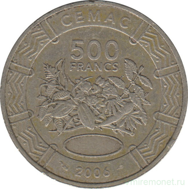 Монета. Центральноафриканский экономический и валютный союз (ВЕАС). 500 франков 2006 год.