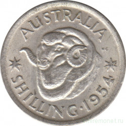 Монета. Австралия. 1 шиллинг 1954 год.