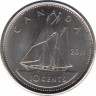 Монета. Канада. 10 центов 2011 год. ав.