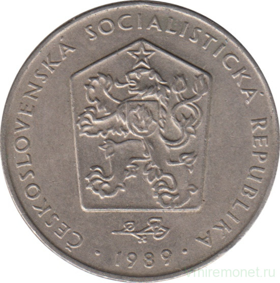 Монета. Чехословакия. 2 кроны 1989 год.