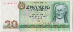 Банкнота. Германия. ГДР. 20 марок 1975 год. (7 цифр). Тип 29b.