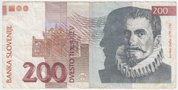Банкнота. Словения 200 толаров 1997 год.