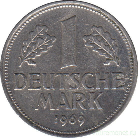 Монета. ФРГ. 1 марка 1969 год. Монетный двор - Мюнхен (D).
