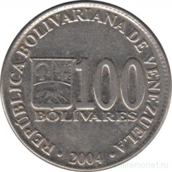 Монета. Венесуэла. 100 боливаров 2004 год.