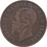 Монета. Италия. 2 чентезимо 1861 год. М. ав.