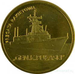 Монета. Польша. 2 злотых 2013 год. Ракетный фрегат «Генерал К. Пулавский»